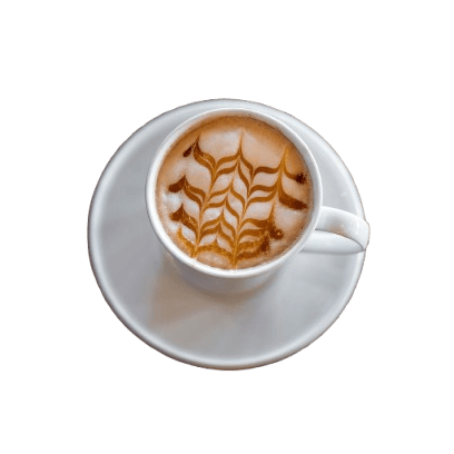 cappucino in a cup on a plate